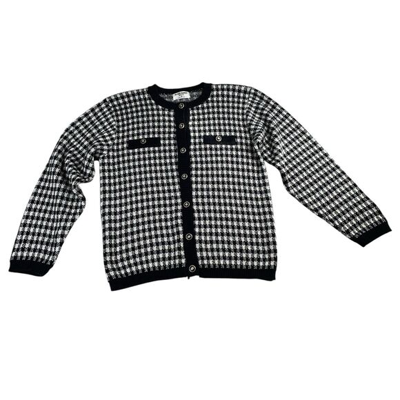 Alfred Dunner Petites Navy Blue Check Sweater Size S Country Club Nautical Core - Picture 1 of 9